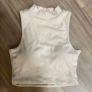 Small klassy network Cream Ribbed Top